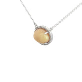 14k White Gold .15ct G SI1 Round Diamond Ethiopian Opal Pendant